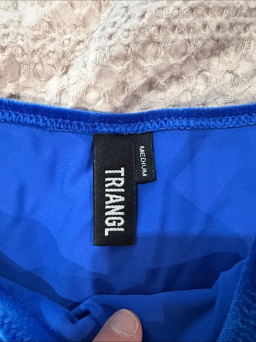 triangl swimwear Royal Blue Velvet Triangle Tie Bikini